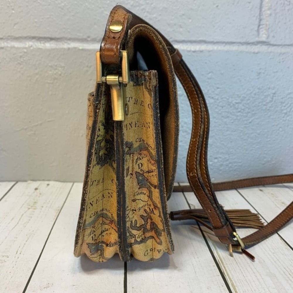 Patricia Nash Brinlee Leather Saddle Crossbody Bag-European Map - Picture 5 of 14